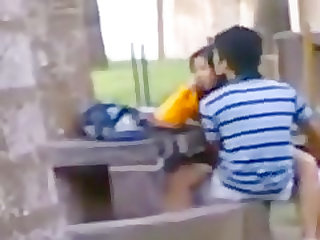 Indian couple public sex on bench